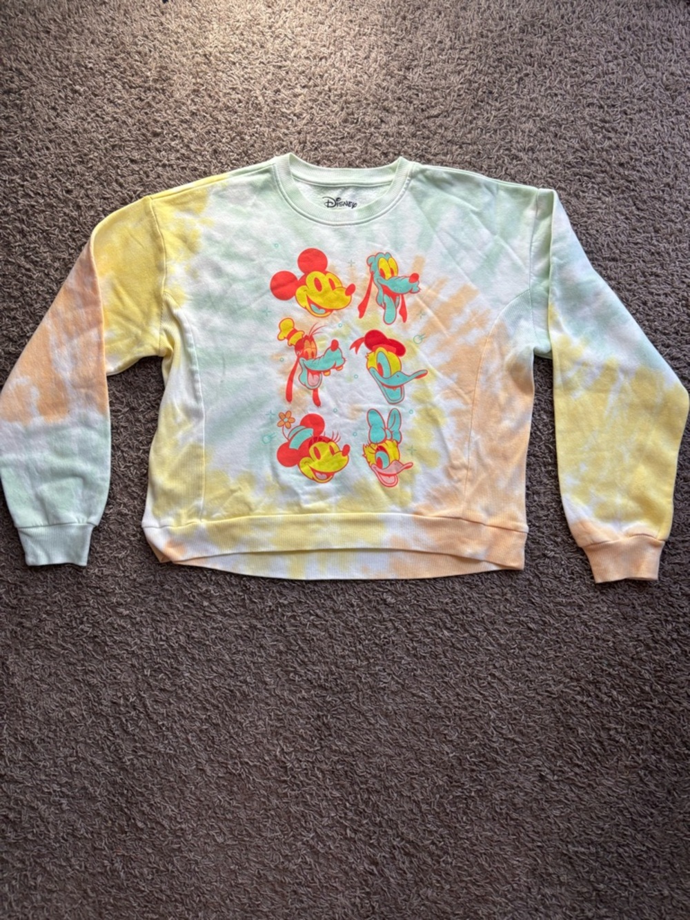 Disney Light Green Tie-Dye Crewneck Pullover